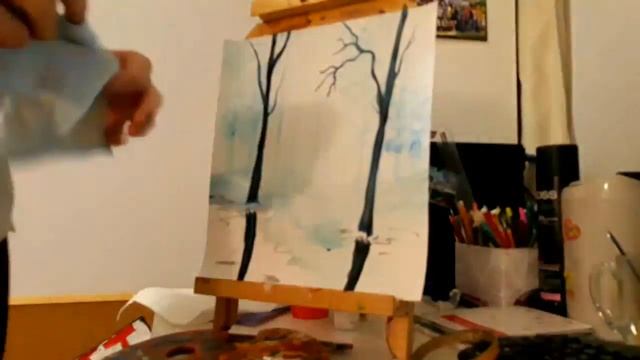 Рисунок пейзаж маслом и акварелью Time Lapse смотреть онлайн