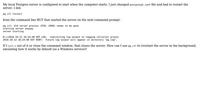 How to (re)start Postgres on Windows command line in backgrounds смотреть онлайн