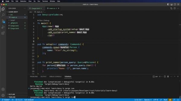 Learn Bevy 0.10 - EP1 - Intro Tutorial to Bevy Game Engine Entity Component System and Queries