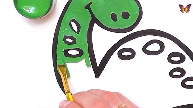 Раскраска Динозавр/ Как Нарисовать Динозавра / Раскраски Малышам. смотреть онлайн