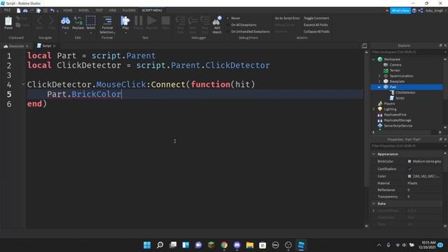 Roblox Studio : How to make a script that changes the part color when you click it смотреть онлайн