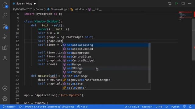 Stream 45 : Live Data Visualization using PyQtGraph and QTimer смотреть онлайн