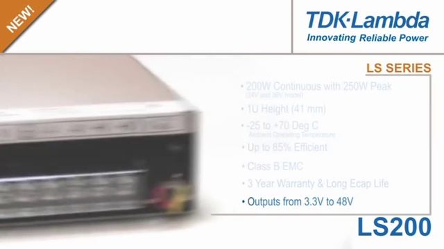 TDK-Lambda LS Series single-output, power supplies increase to 200W смотреть онлайн