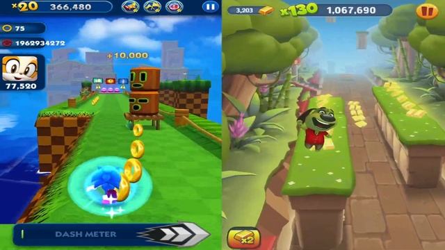 Talking Tom Gold Run - Zombie Ben VS Sonic Dash - Classic Sonic | Android iOS Gameplay смотреть онлайн