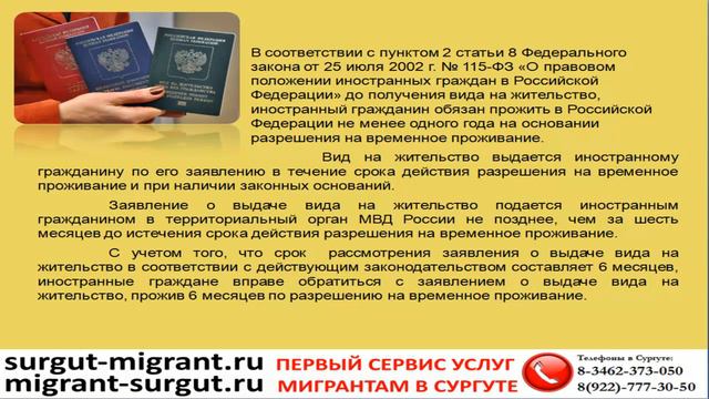 Как долго иностранец должен прожить в РФ до получения ВНЖ смотреть онлайн