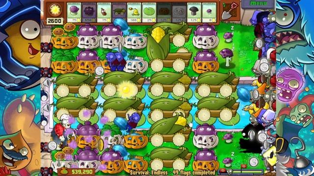 Plants vs Zombies Survival Endless 1 - 100 Flags - 12 Cob Cannon смотреть онлайн