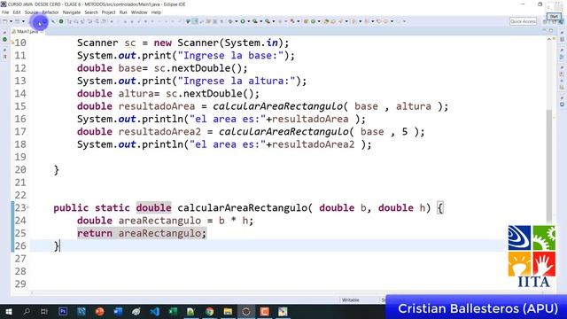 Metodo que retorna un valor double - calcular el area y perimetro de un Rectangulo en JAVA PARTE 4/ смотреть онлайн