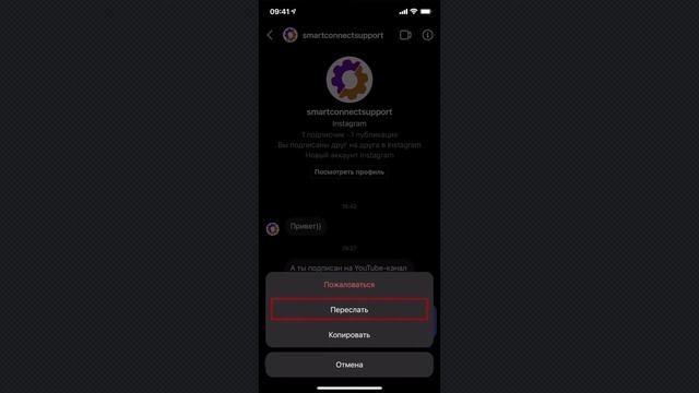 Как переслать сообщение в директе в Instagram