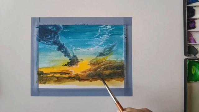Easy Watercolor Painting / Cityscape Painting / City View / #46 смотреть онлайн