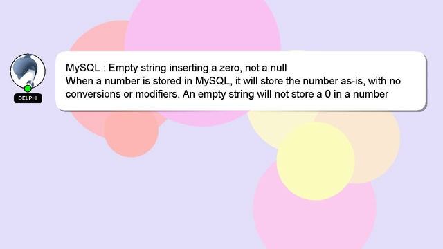 MySQL : Empty string inserting a zero, not a null смотреть онлайн