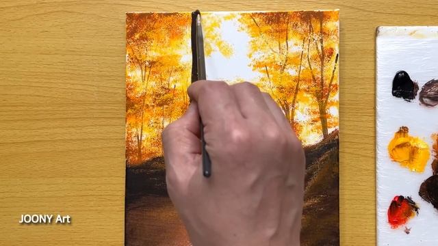 How to Draw Autumn Forest / Acrylic Painting TUTORIAL смотреть онлайн