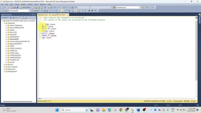 WHAT SEQUENCE SQL STATEMENTS ARE PROCESSED IN SQL SERVER смотреть онлайн
