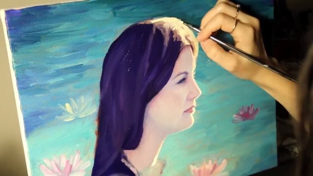 Oil painting time-lapse | Waterlilies portrait смотреть онлайн