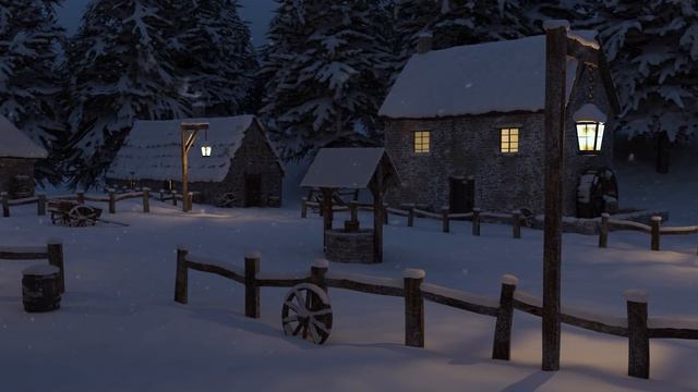 BLIZZARD SNOWSTORM | 10 Hour Medieval Snow Village Ambiance смотреть онлайн