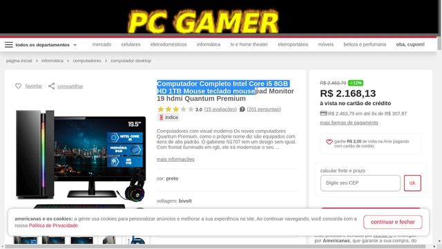 Computador Completo Intel Core i5 8GB HD 1TB Mouse teclado mousepad Monitor 19 hdmi Quantum Premium смотреть онлайн