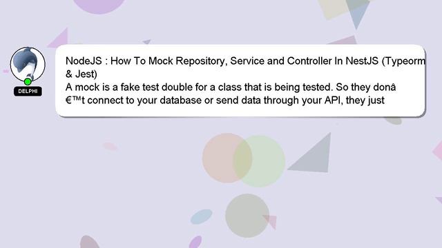 NodeJS : How To Mock Repository, Service and Controller In NestJS (Typeorm & Jest) смотреть онлайн