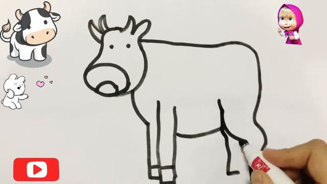 How to draw and color a Cow|Как нарисовать Корову| गाय को कैसे खीचें और रंगें Cómo dibujar y colore смотреть онлайн