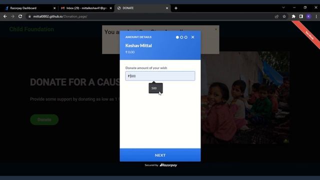 A simple Donation Page which integrates RazorPay Payment Gateway in Test Mode | HTML | CSS | Web смотреть онлайн