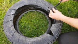 Симпатичная клумба. Делаем клумбу из автомобильной покрышки.