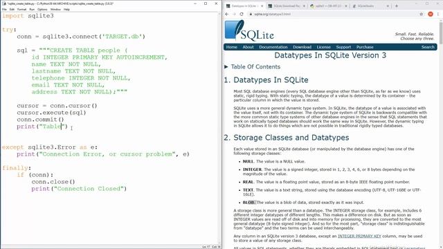 SQLite & Python - 2 - Create Table смотреть онлайн