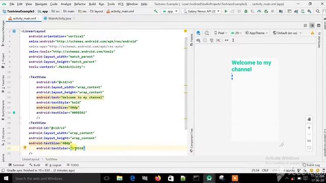 Android Studio TextView Examle Text set Example смотреть онлайн