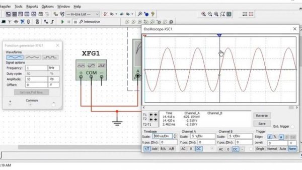 Use of Function Generator and Waveform on Oscilloscope CRO in Multisim, #Multisim, #BasicElectronic