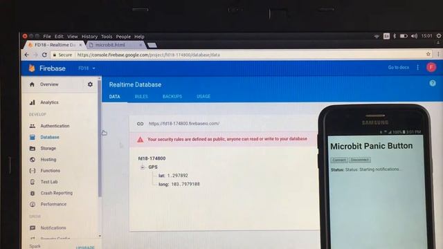 micro:bit Panic Button with Firebase and Cordova Plugin смотреть онлайн