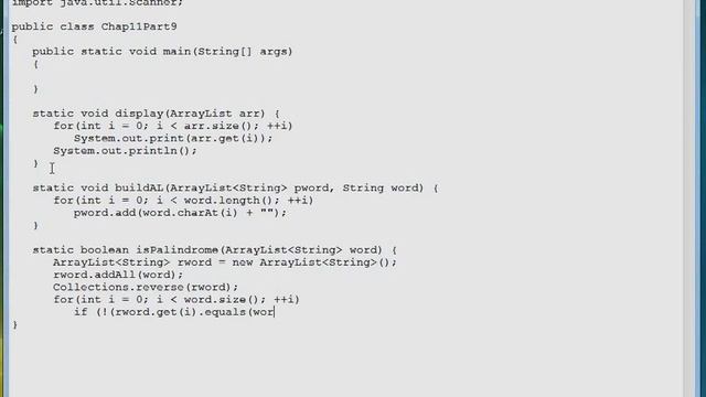 11 09 Exercise 1 Using An ArrayList To Find Palindromes смотреть онлайн