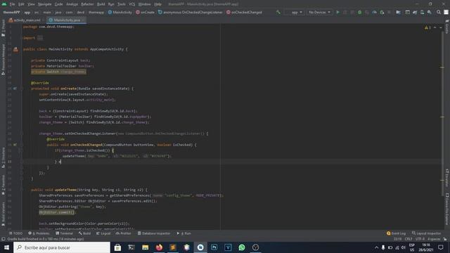 Cambiar tema de aplicación  Android Studio JAVA