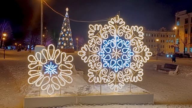 Новогодняя Вологда.Световая иллюминация в Вологде. смотреть онлайн
