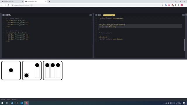 Практика Flexbox CSS для начинающих | Игральные кости на HTML и CSS смотреть онлайн