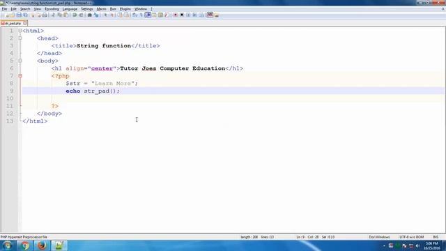 String Function In PHP String str pad (strpad) in Tamil смотреть онлайн