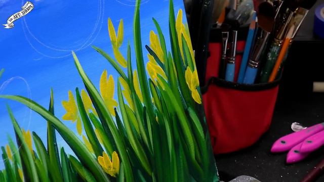 EASY Daffodil Flower painting for Beginners step by step Acrylic tutorial | TheArtSherpa смотреть онлайн