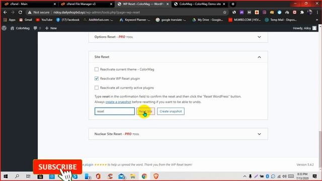 WordPress Theme Reset смотреть онлайн