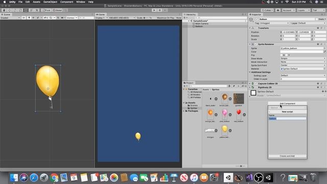Pop Balloons (Part 1) - Make a 2D Unity Game - First random colored balloon смотреть онлайн