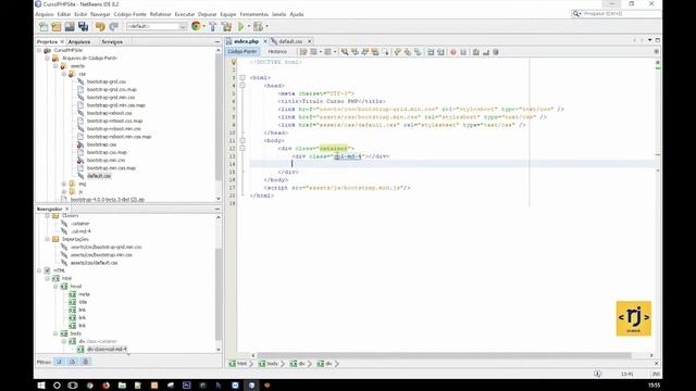 Iniciando a criação do TEMPLATE DO SITE utilizando HTML, CSS, PHP e TWITTER BOOTSTRAP - #Aula03 смотреть онлайн