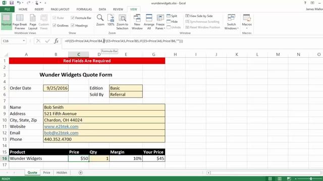 Excel Quote Form смотреть онлайн