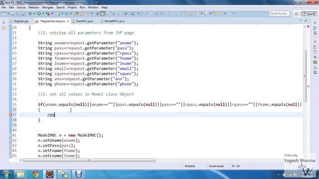 Validating Null values and Passwords JSP and Servlet using DB2 смотреть онлайн
