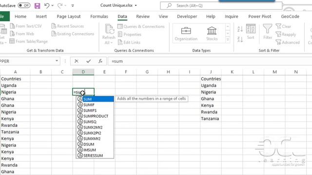 Count unique values in a range with COUNTIF смотреть онлайн