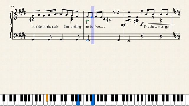 QUEEN - The show must go on - solo piano sheet music смотреть онлайн