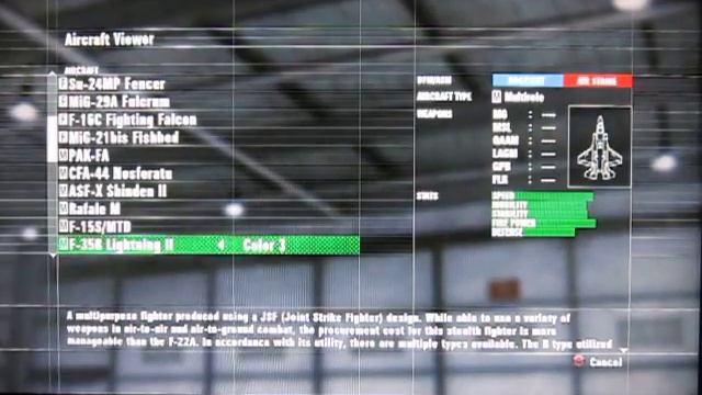 Ace Combat: Assault Horizon - all aircraft Color3 смотреть онлайн