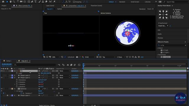 How to create 3D Globe world Map pin on the Earth Animation - After Effects Tutorial смотреть онлайн