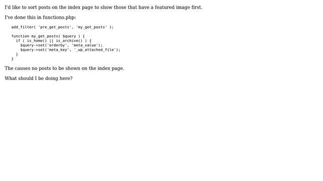 Wordpress: Sort by posts that have a featured image? смотреть онлайн