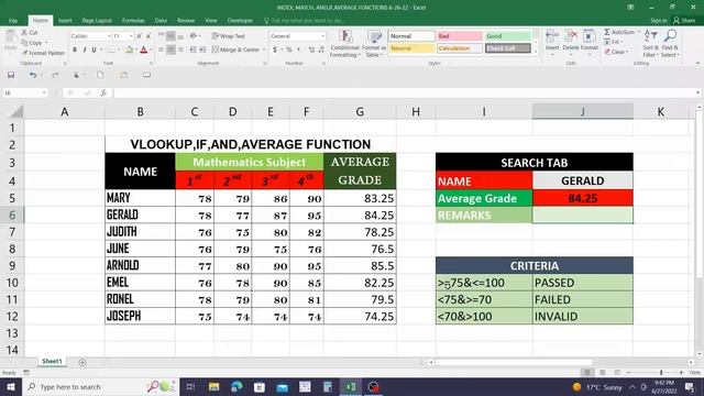 AND, IF, VLOOKUP, AVERAGE FUNCTION(Microsoft Excel 2016). смотреть онлайн