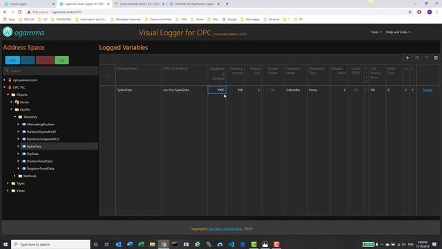 OPC UA Publishing/Sampling Intervals And Queue Size