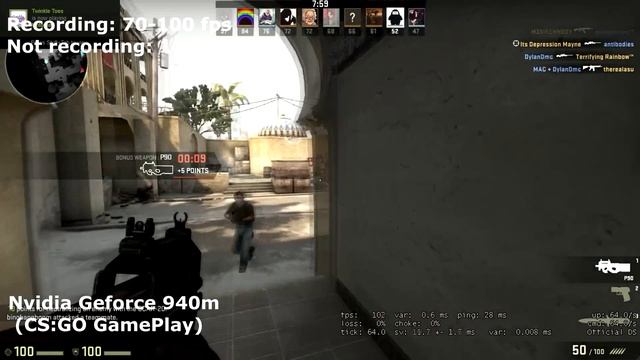 Nvidia GeForce 940m CS:GO Gameplay смотреть онлайн