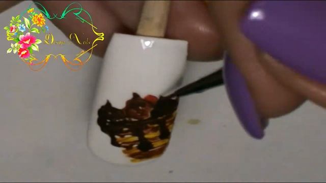 Простой сладкий дизайн ногтей "Тортик" выполненный акриловыми красками. Идеи для начинающих. смотреть онлайн