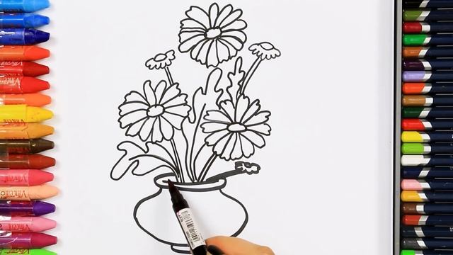 Как нарисовать цветы | Раскраски детей HD | Рисование и окраска | Рисование для детей смотреть онлайн