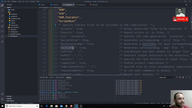 19. Typescript more compilation options and working with the source maps in tsconfig.json file смотреть онлайн