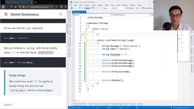 Strings in C# - Declaration and Assignment (String.Empty and null) смотреть онлайн